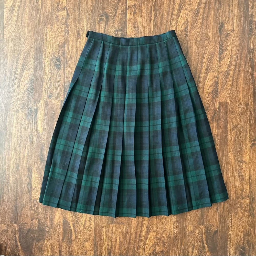 Lands End Tartan Plaid Wool Midi Skirt - SZ 18